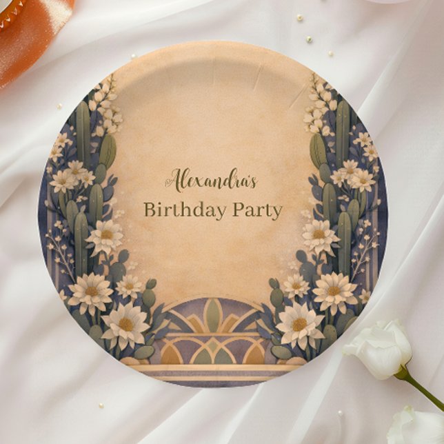 Boho-Wüstenkaktus-Geburtstag Pappteller (Von Creator hochgeladen)