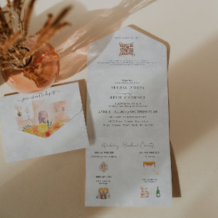 Boho-Wüstenkaktus   Hochzeitseinladung in einem All In One Einladung