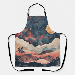 Boho-Wüstenmond Indigo Kupfer Himmel Landschaft Schürze