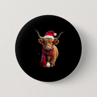 Boho Xmas Christmas Highland Cow T-Shirt (3) Button