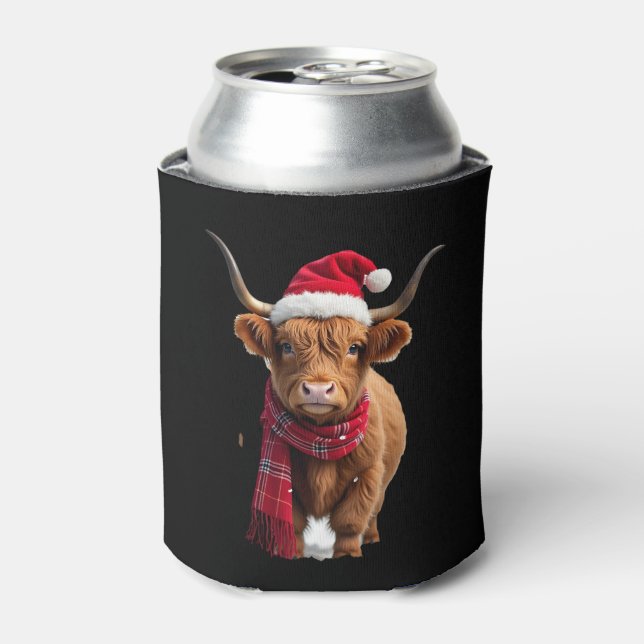 Boho Xmas Christmas Highland Cow T-Shirt (3) Dosenkühler (Kanne Vorderseite)
