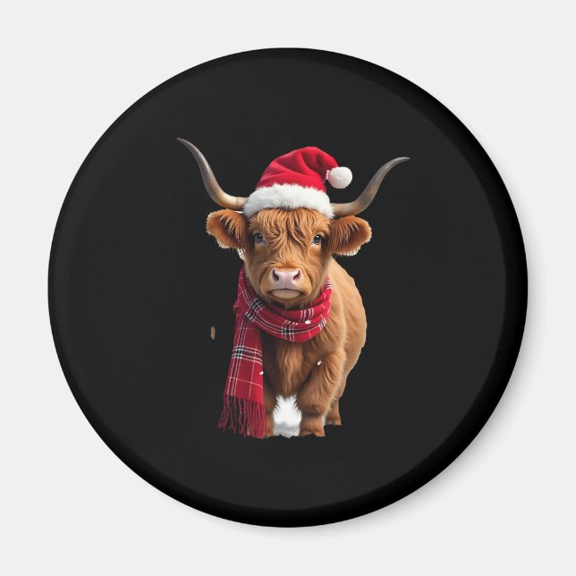 Boho Xmas Christmas Highland Cow T-Shirt (3) Magnet (Vorne)