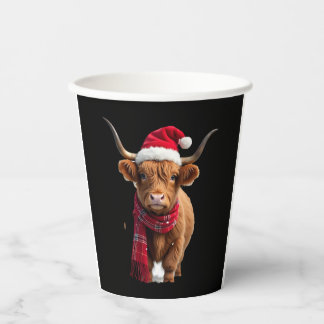 Boho Xmas Christmas Highland Cow T-Shirt (3) Pappbecher