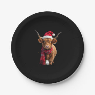 Boho Xmas Christmas Highland Cow T-Shirt (3) Pappteller