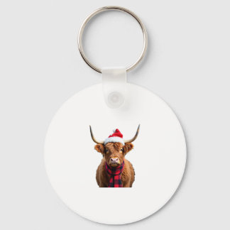 Boho Xmas Christmas Highland Cow T-Shirt (3) Schlüsselanhänger