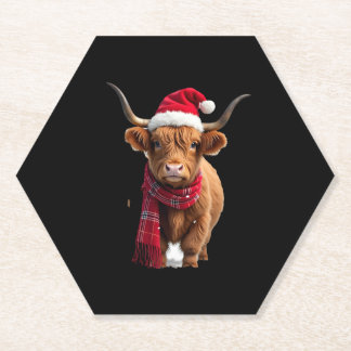Boho Xmas Christmas Highland Cow T-Shirt (3) Untersetzer