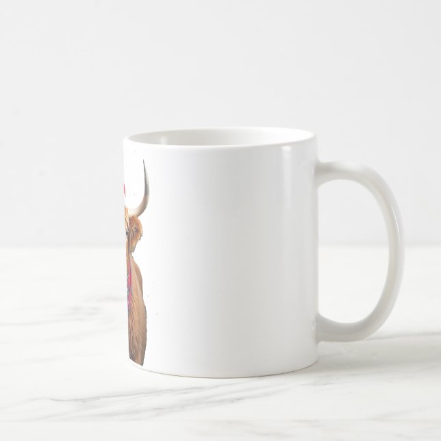 Boho Xmas Christmas Highland Cow T-Shirt Kaffeetasse (Rechts)