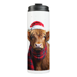 Boho Xmas Weihnachten Highland Kuh T-Shirt (1) Thermosbecher