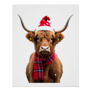 Boho Xmas Weihnachten Highland-Kuh T-Shirt (4) Poster