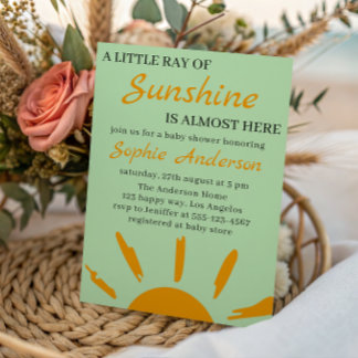 Boho Yellow A Little Ray of Sunshine Baby Shower Einladung