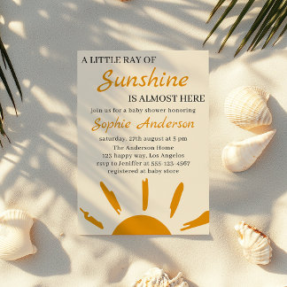 Boho Yellow A Little Ray of Sunshine Baby Shower Einladung