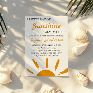 Boho Yellow A Little Ray of Sunshine Baby Shower Einladung