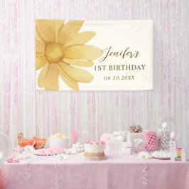 Boho Yellow Daisy 1. Geburtstag Party Banner