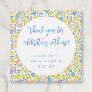 Boho Yellow Ditsy Floral Custom Baby Dusche Danke Geschenkanhänger