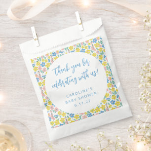Boho Yellow Ditsy Floral Custom Baby Dusche Danke Geschenktütchen