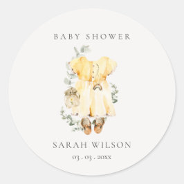 Boho Yellow Dress Shoes Foliage Girl Babydusche Runder Aufkleber