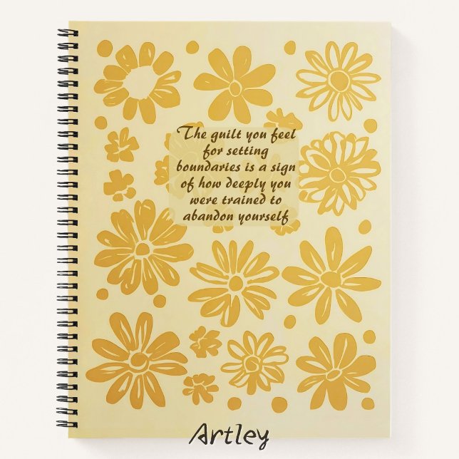 Boho Yellow Floral Briefmarke Custom Quote Journal Notizbuch (Von Creator hochgeladen)