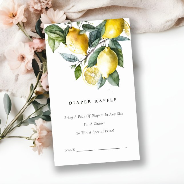 Boho Yellow Lemon Garden Diaper Raffle Baby Dusche Begleitkarte (Von Creator hochgeladen)
