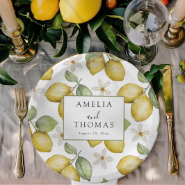 Boho Yellow Lemons Wedding Pappteller