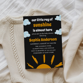 Boho Yellow Little Ray Of Sunshine Baby Shower Einladung