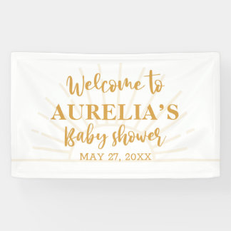 Boho Yellow Little Ray Sunshine on Way Baby Dusche Banner