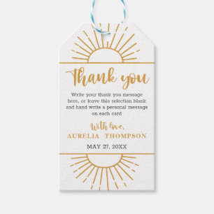 Boho Yellow Little Ray Sunshine on Way Baby Dusche Geschenkanhänger