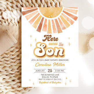 Boho Yellow Little Sunshine Baby Dusche Einladung