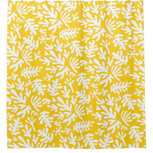 Boho Yellow Modernes botanisches Muster Duschvorhang (Vorderseite)