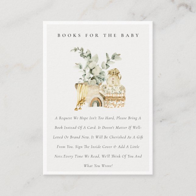 Boho Yellow Nursery Foliage Books For Baby Shower  Begleitkarte (Vorderseite)