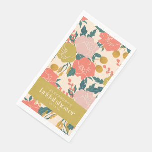 Boho Yellow Orange Botanische Blume Brautparty Serviette