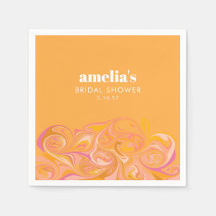 Boho Yellow Pink Marble Benutzerdefinierter Brautp Serviette