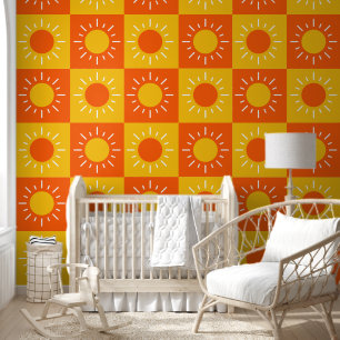 Boho Yellow Sun Pattern Kinder Kinderzimmer Room Tapete