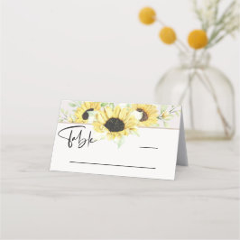 Boho Yellow Sunflower Calligraphy Platzkarte