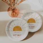 Boho Yellow Sunshine Baby Dusche Pappteller<br><div class="desc">Geschlecht Neutrale Aquarellsonne boho Babyduschpapier Teller. Personalisierbar!</div>