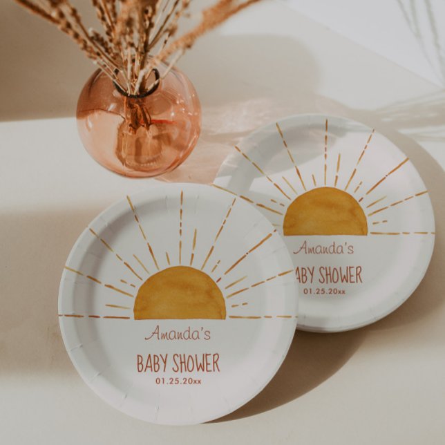 Boho Yellow Sunshine Baby Dusche Pappteller (Von Creator hochgeladen)