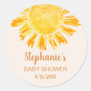 Boho Yellow Sunshine Baby Dusche Runder Aufkleber