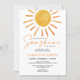 Boho Yellow Sunshine Watercolor Babydusche Einladung