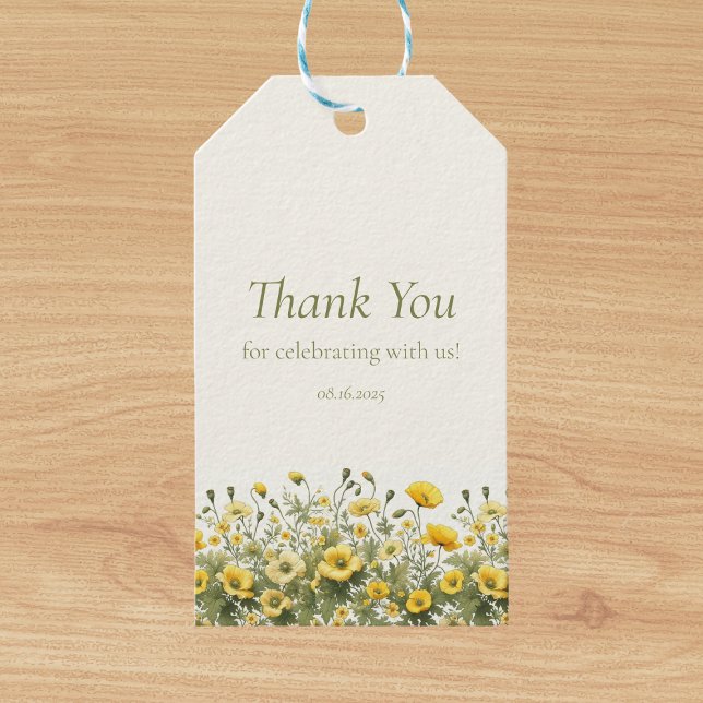 Boho Yellow Wildblumen, Olive Custom Danke Geschenkanhänger (Von Creator hochgeladen)