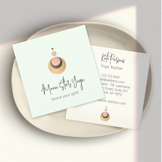  Boho Yoga Energy Healer Celestial  Quadratische Visitenkarte (Von Creator hochgeladen)