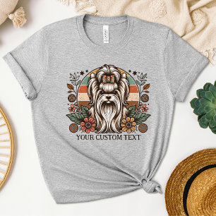 Boho Yorkie Rustic Floral Vintage Hunde-Mama T-Shirt