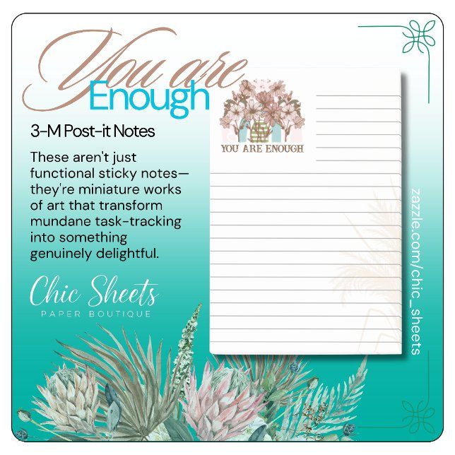 Boho You Are Enough linierte 3M Post-it® Notizen (Von Creator hochgeladen)
