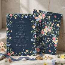 Boho zarte Wildblumen Navy Hochzeit