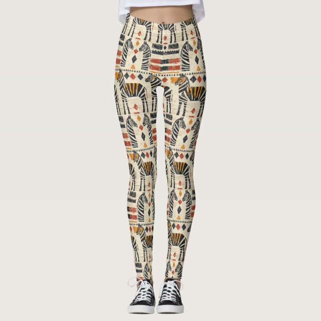 Boho-Zebra-Stammes-Safari-Muster Leggings (Vorderseite)