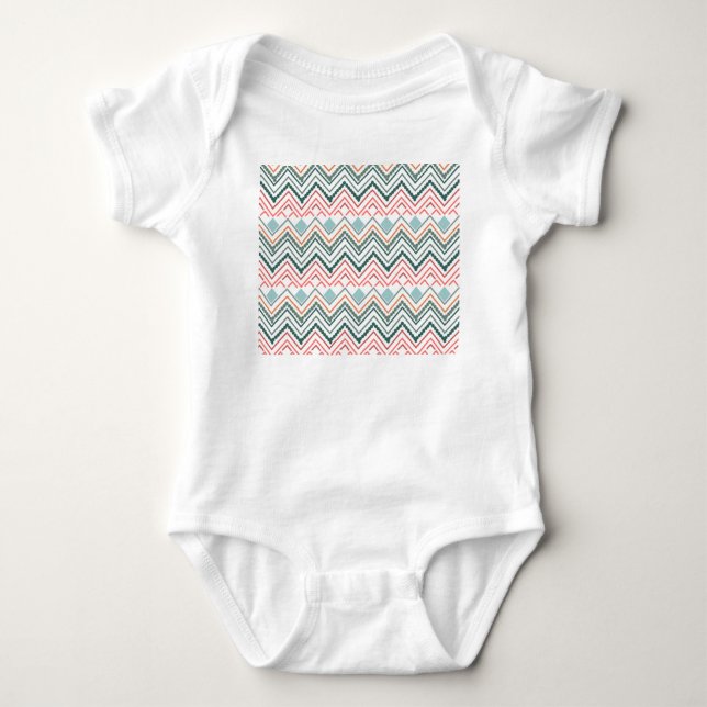 Boho Zickzack Baby Strampler (Vorderseite)