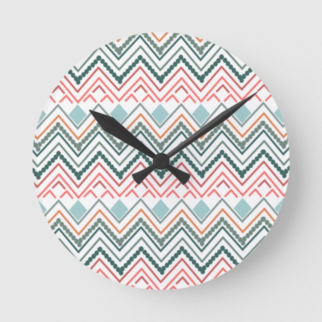 Boho Zickzack Runde Wanduhr (Vorderseite)