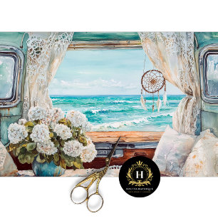 Boho-Zigeuner-Strandwohnwagen-Window-Decoupage Seidenpapier
