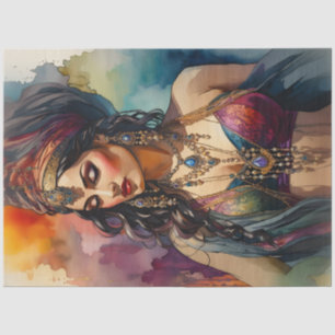 Boho-Zigeunerinnen-Portrait Decoupage-Papier Far Seidenpapier