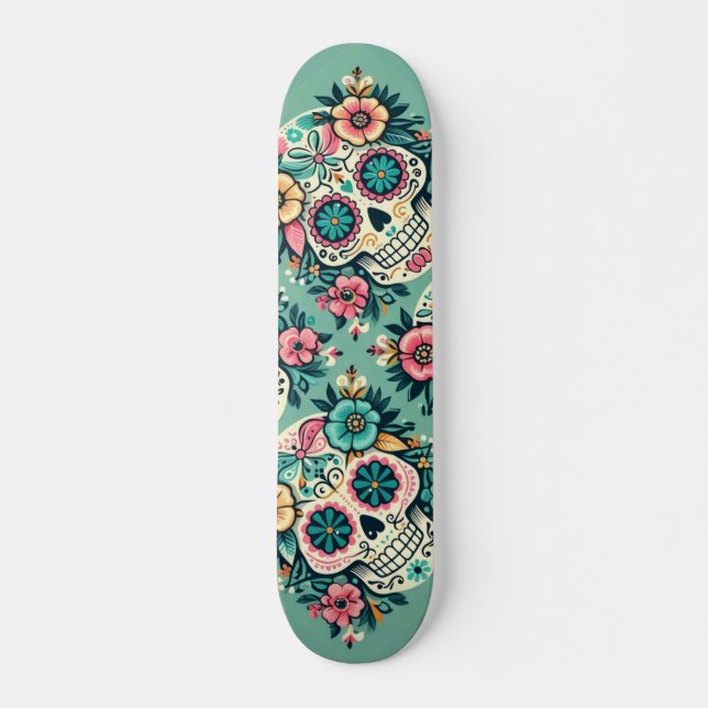 Boho Zuckerschädel Skateboard (Vorne)