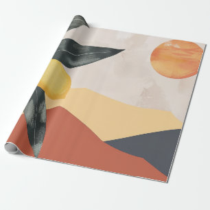 Boho-Zweig mit Zitrone und Sonne Minimalistisches  Geschenkpapier