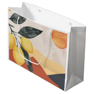 Boho-Zweig mit Zitrone und Sonne Minimalistisches Große Geschenktüte